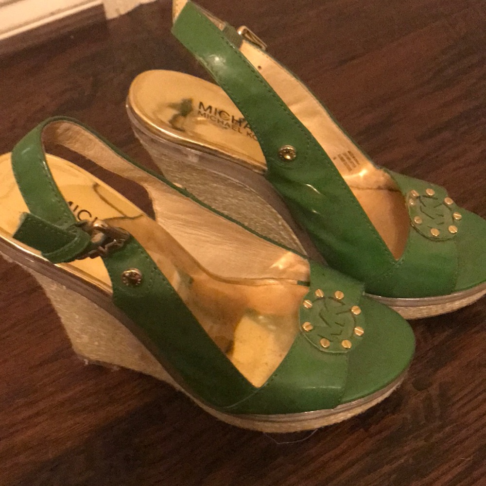 Michael by Michael Kors green platform sandals
